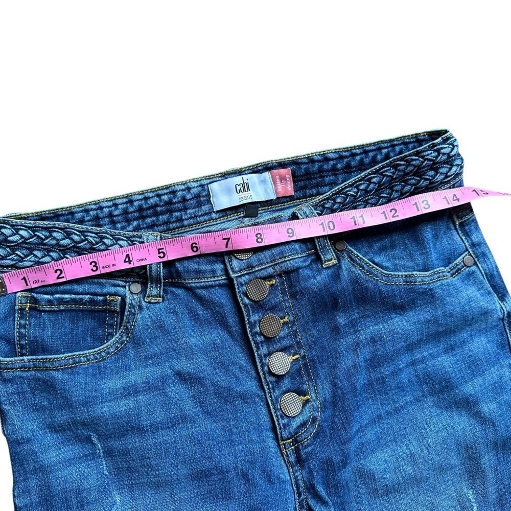 CABI Skinny Button Fly Braided Waist Jeans Size 6 - Picture 2 of 5
